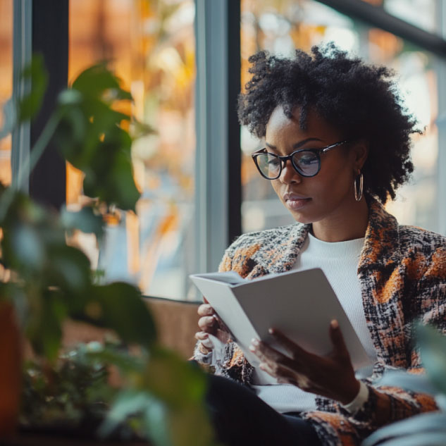 Woman reading book